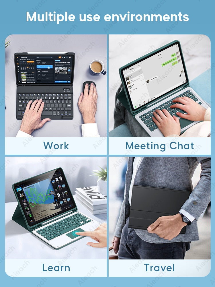 Touchpad Mouse Keyboard Case For iPad